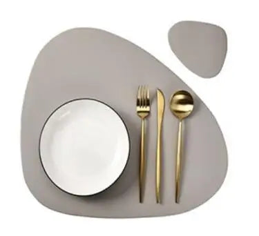 Faux Leather Placemats Oval Black Sets With Coasters Kitchen Decor