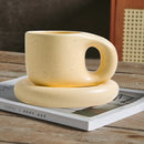 400ml Handmade Ceramic Mug Nordic Oval Plate Cup Saucer Set