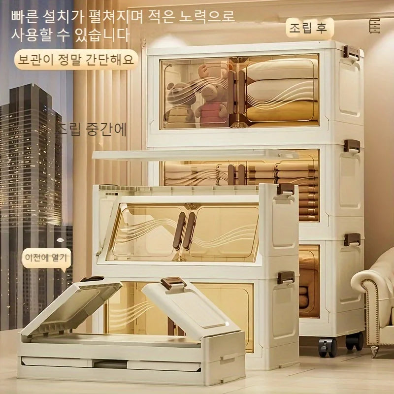 Foldable Storage Box With Clear Door Spacious Durable Organizer