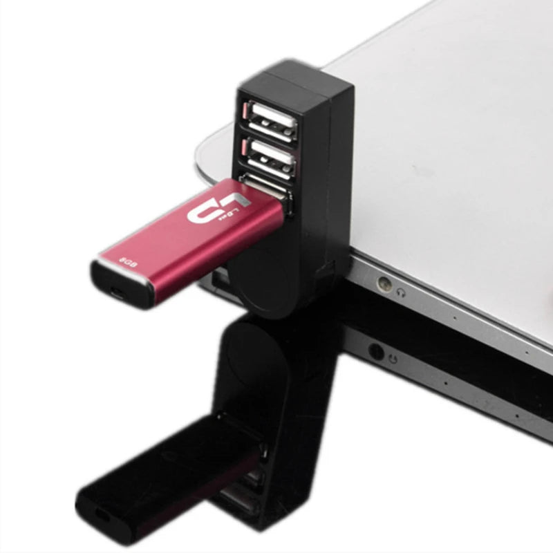 Rotatable USB Hub Adapter 3 Ports Mini Data Transfer For Laptop