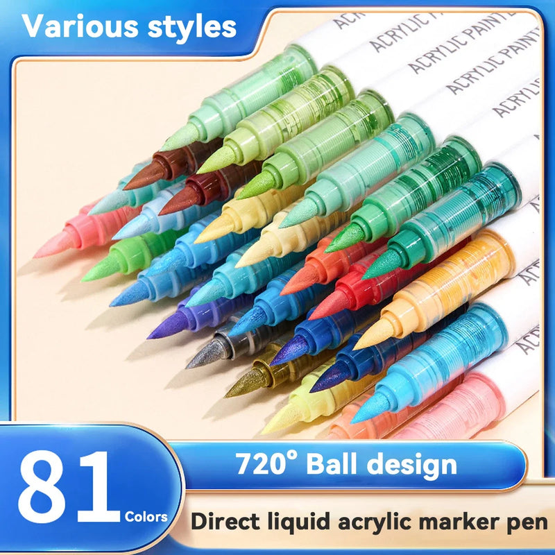9pcs Acrylic Markers Set For Rock Painting Glass DIY Craft Supplies