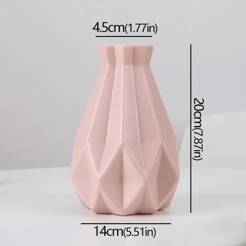 Plastic Flower Vase Nordic Style Diamond Shape For Wedding Decor