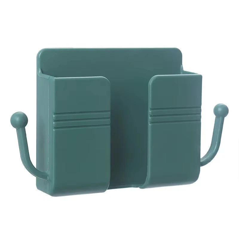 Punch Free Wall Shelf Organizer With Remote And Phone Holder Stand
