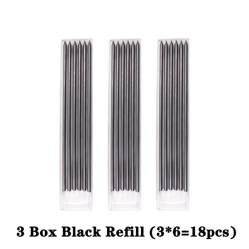 Carpenter Pencil Mechanical Woodworking 3 Colors Refill Sharpener
