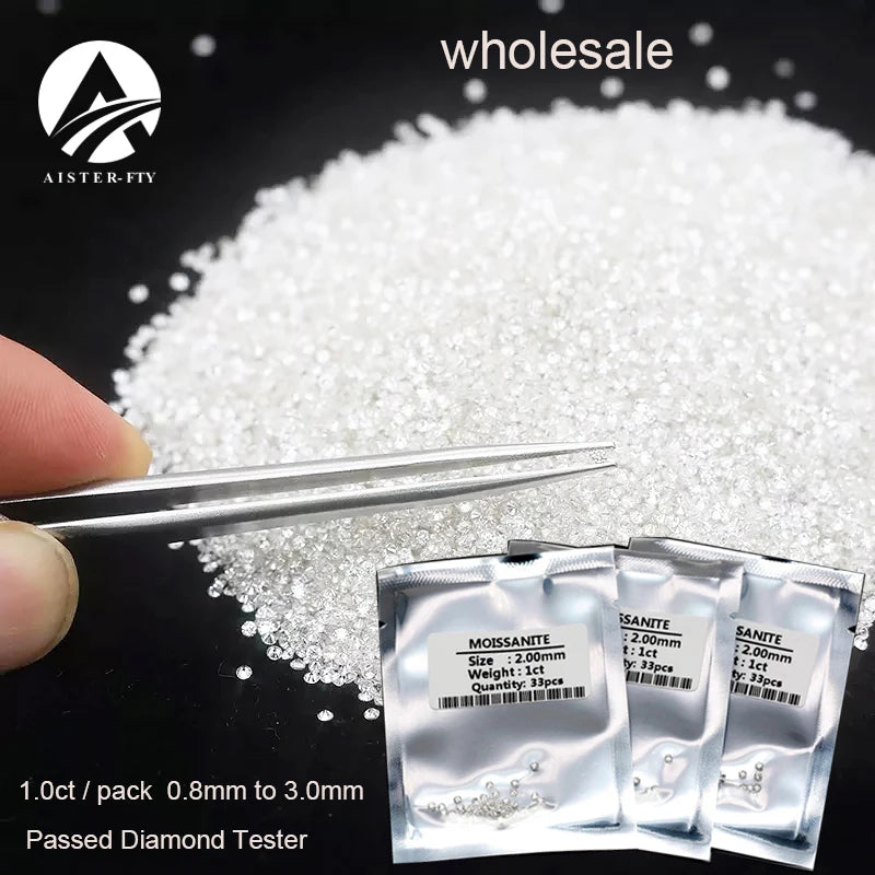 1.0ct Pack Super White D Color Moissanite Loose Stones Small Sizes