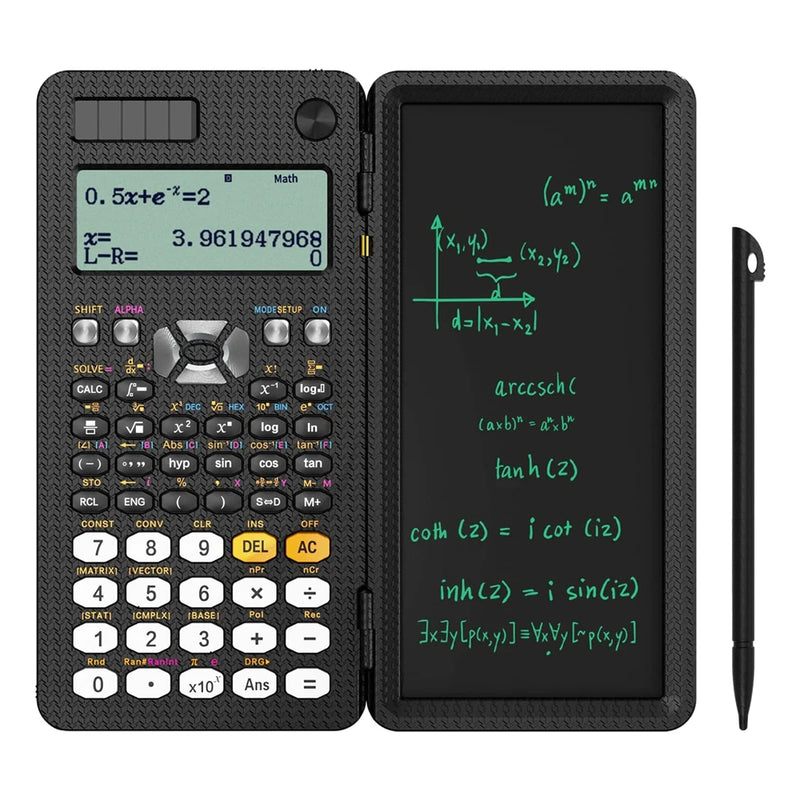 Solar Scientific Calculator 417 Functions LCD Notepad Portable Foldable