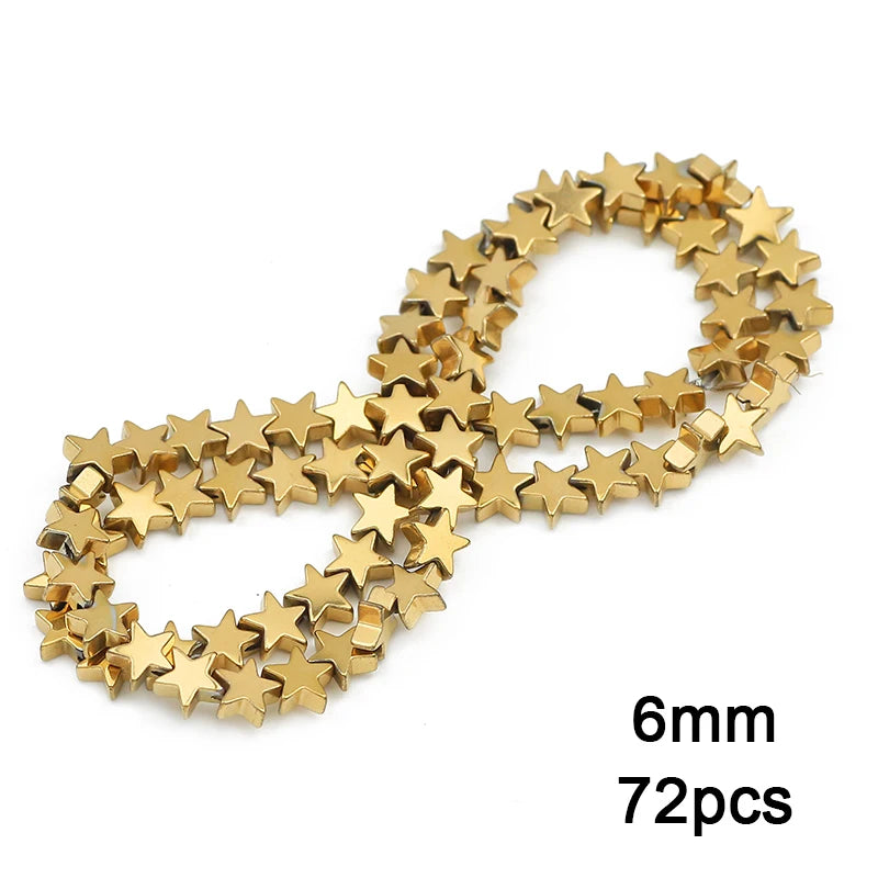 Gold Plated Hematite Beads Star Heart Shapes Loose Jewelry Beads