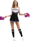 Cheerleading Dance Costume For Women Sleeveless Crop Top Pleated Skirt