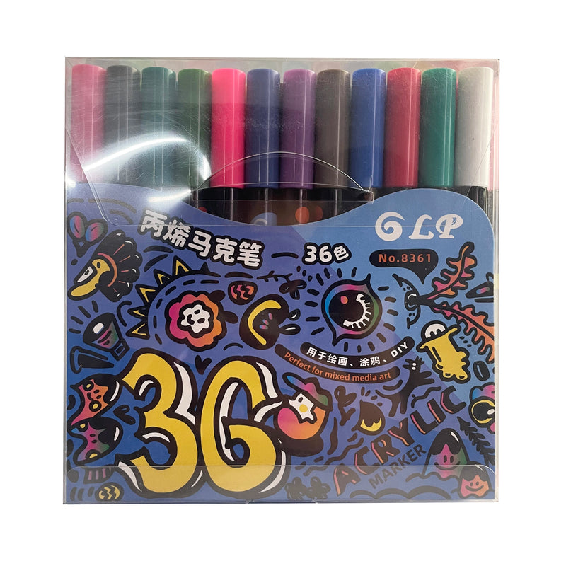 12-36 Colors Acrylic Paint Markers Pen 1-2mm Water Resistant