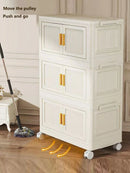 Foldable Storage Cabinet With Wheels Dustproof Wardrobe Organizer