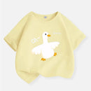 Baby Graphic Print T-shirt For Girls Purple Yellow Cotton Summer Tee