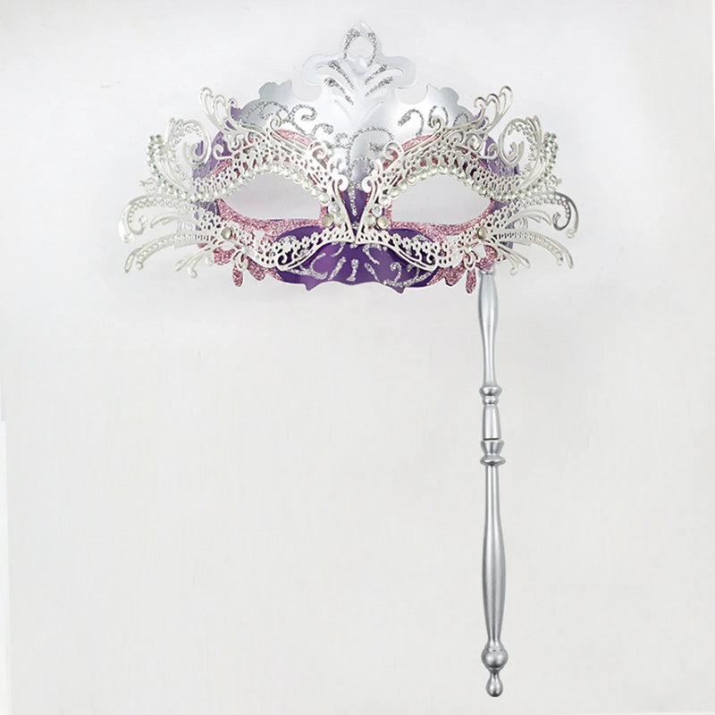 Venetian Masquerade Mask With Holding Stick For Womens Party