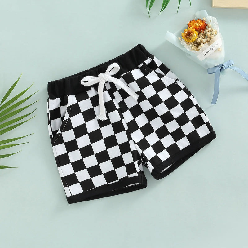 Lioraitiin Baby Boys Shorts Toddler Elastic Plaid Printed Pant