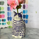 Polka Dot Cat Flower Vase Resin Tiny Animal Home Shelf Decor