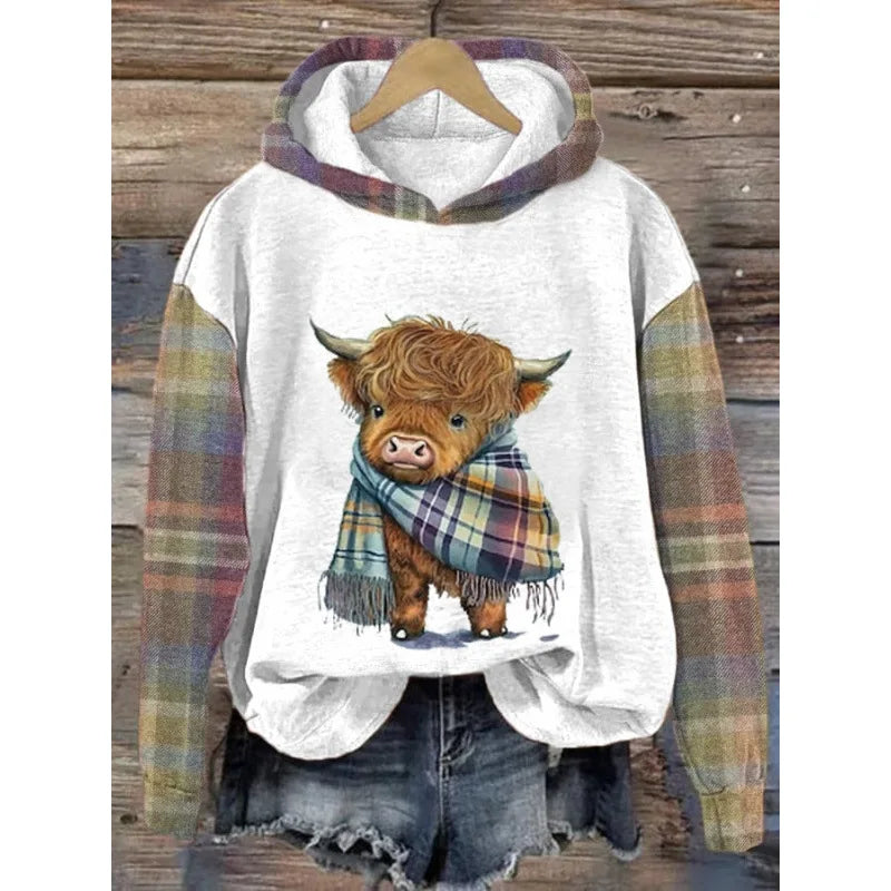 Highland Cow Hoodie 3D Print Unisex Animal Hooded Sweatshirt Pullovers