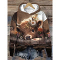 Highland Cow Hoodie 3D Print Unisex Animal Hooded Sweatshirt Pullovers