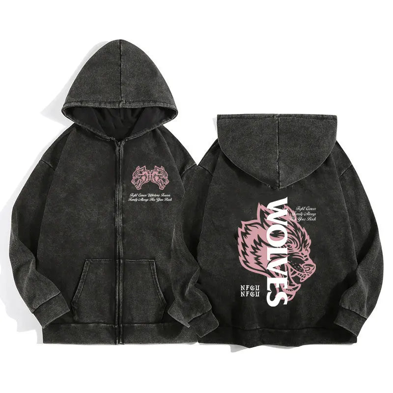 Darc Wolves Cotton Zip Up Hoodies For Men And Women Casual Jacket