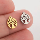 5pcs Stainless Steel Tree Of Life Charms For Jewelry Crafting