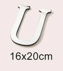 3D Silver English Letters Wall Stickers Acrylic Mirror Home Decor