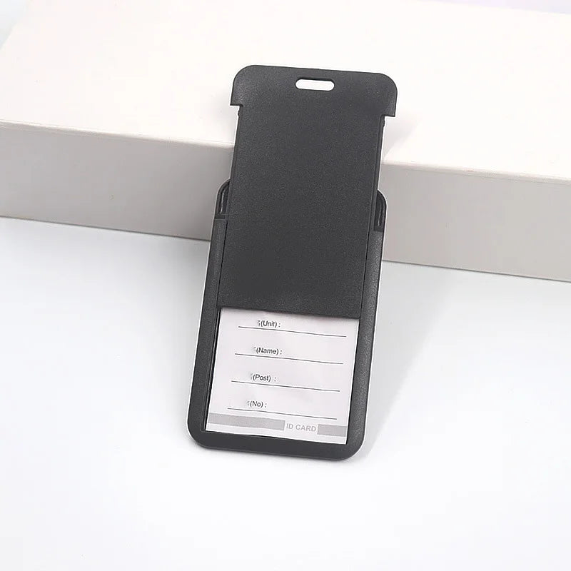 Retractable Card Holder Black Durable Work And Student Meal Accessory
