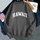 Hawaii Print Women Hoodies Oversized Vintage Round Neck Sweatshirt
