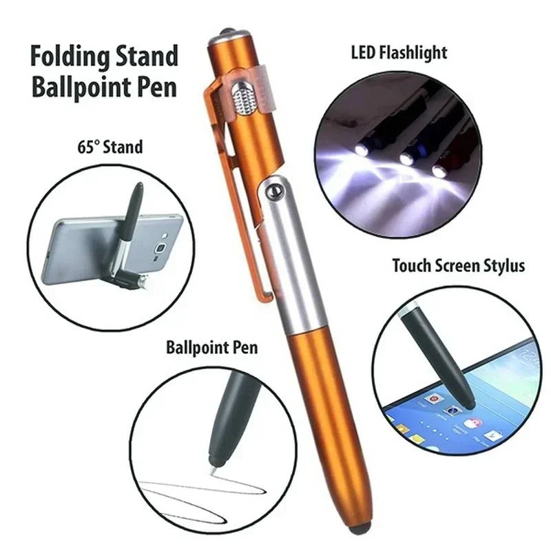 Multifunction Ballpoint Pen With LED Light Foldable Phone Holder
