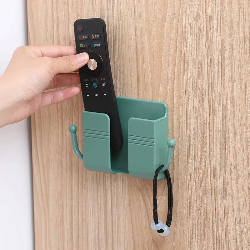 Punch Free Wall Shelf Organizer With Remote And Phone Holder Stand
