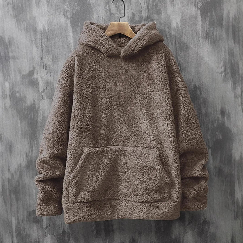 Men's Long Sleeve Crewneck Sweatshirt Thick Warm Coral Fleece