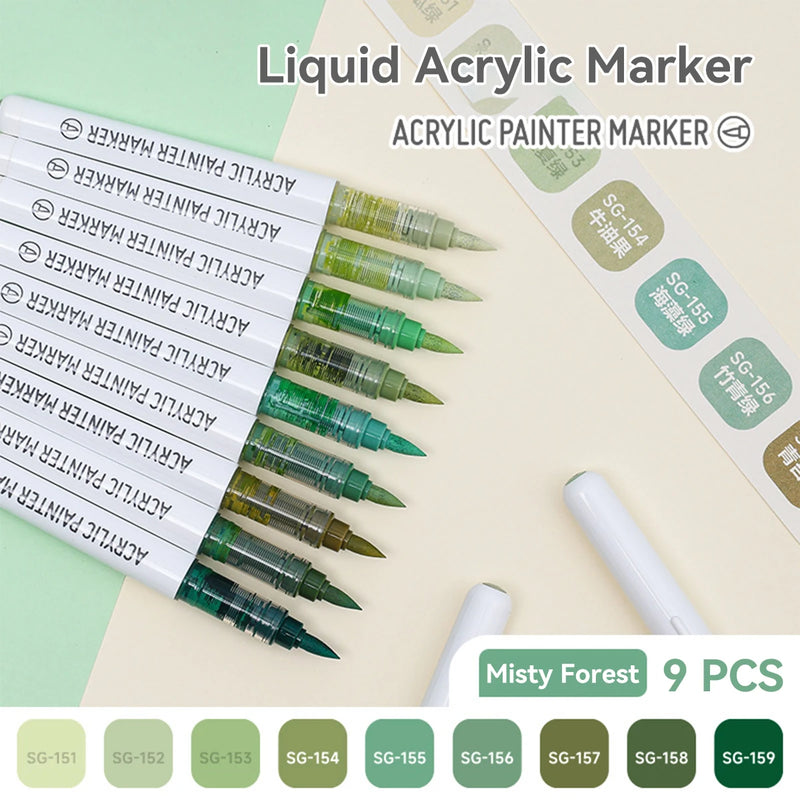 9pcs Acrylic Markers Set For Rock Painting Glass DIY Craft Supplies