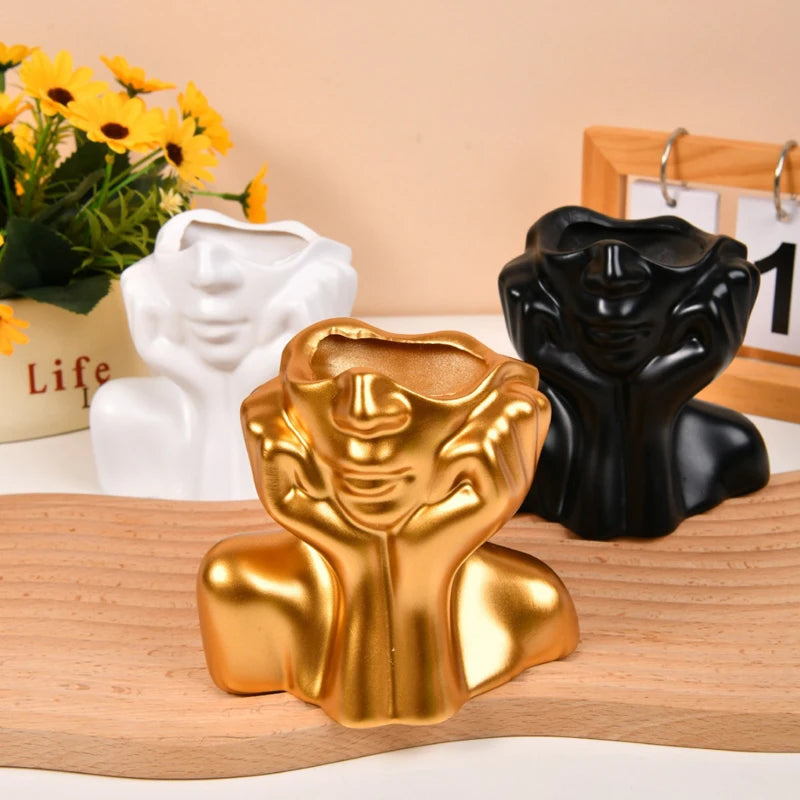 Human Ceramic Vase Scandinavian Art Statue Tabletop Home Decoration