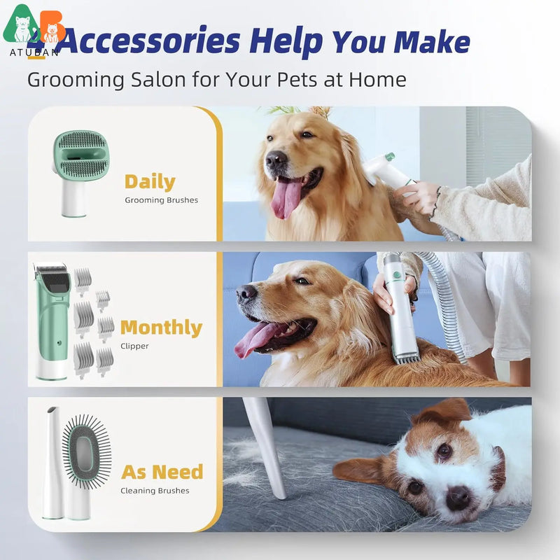 Pet Grooming Kit 7 In 1 Vacuum Clippers Shedding Tools For Dogs Cats
