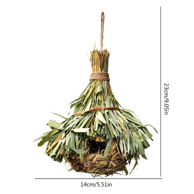 Natural Grass Bird House Hanging Parrot Nest Outdoor Resting Place