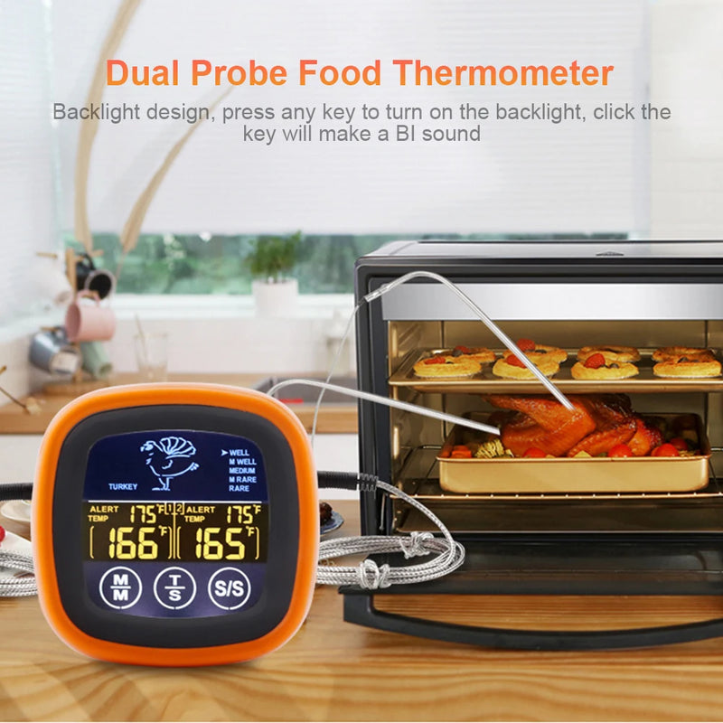 Digital Meat Thermometer Waterproof Touch Screen BBQ Cooking Probe
