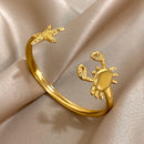 Greatera Stainless Steel Flower Cuff Bracelet Gold Floral Bangle Women