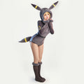 Meowcos Women Cosplay Bodysuit Purple Ghost Romper With Hood Tail