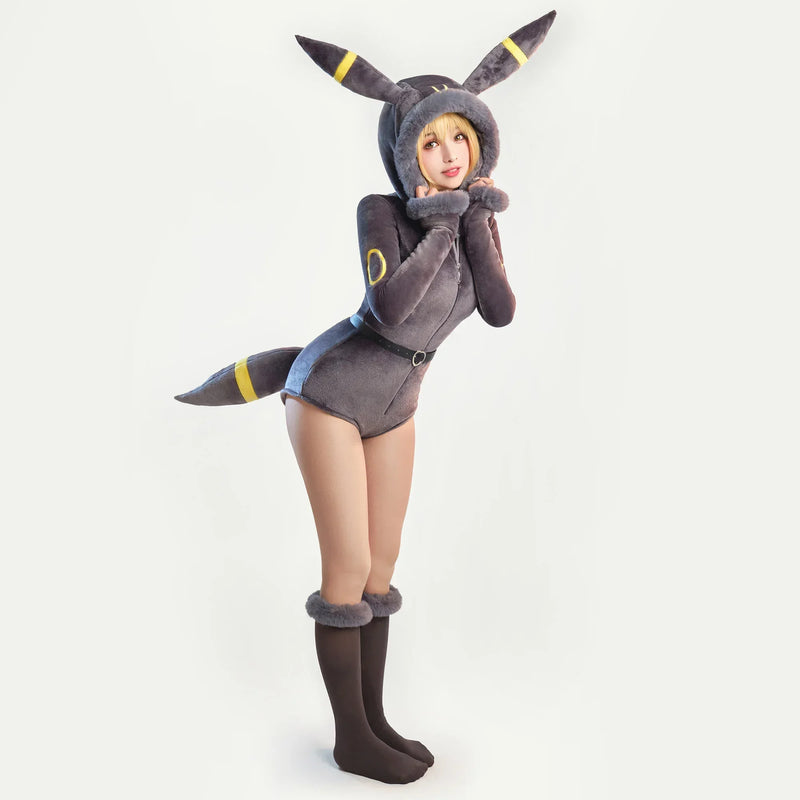 Meowcos Women Cosplay Bodysuit Purple Ghost Romper With Hood Tail