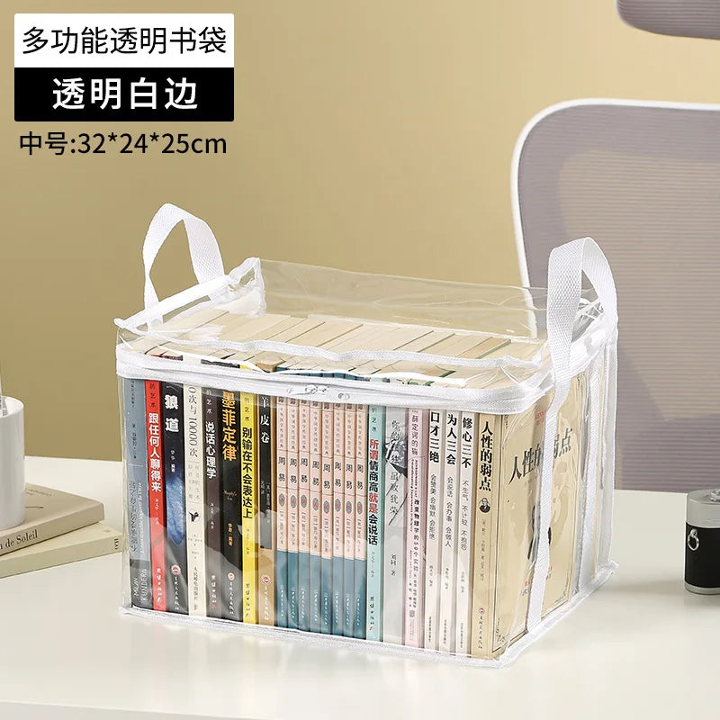 Foldable Book Box Transparent Waterproof Organizer For Home And Classroom