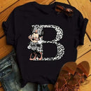 26 Letter Printed Women T-shirts Casual Graphic Summer Short Sleeve Tops