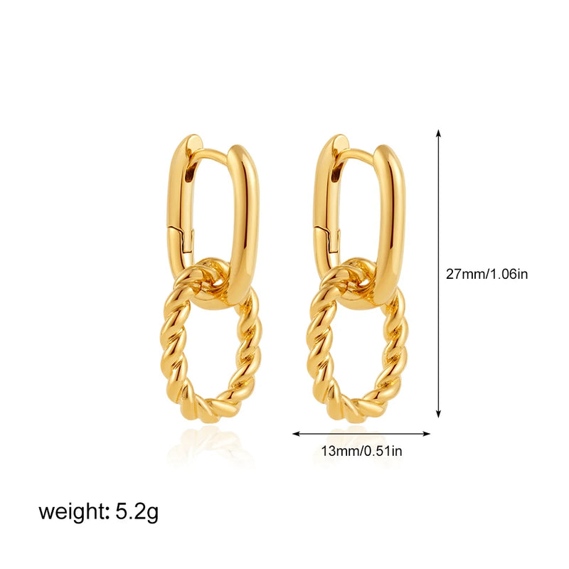 Twisted Circle Hoop Earrings Gold Plated Double Geometric Mini Hoops