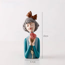 Creative Bow Girl Resin Vase Statue Decoration For Living Room Bedroom