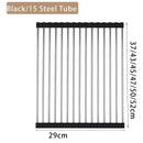 Kitchen Roller Shutter Drain Rack Stainless Steel Folding Dish Holder