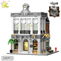 HUIQIBAO Micro Building Blocks City Corner Coffee Shop Architecture Set