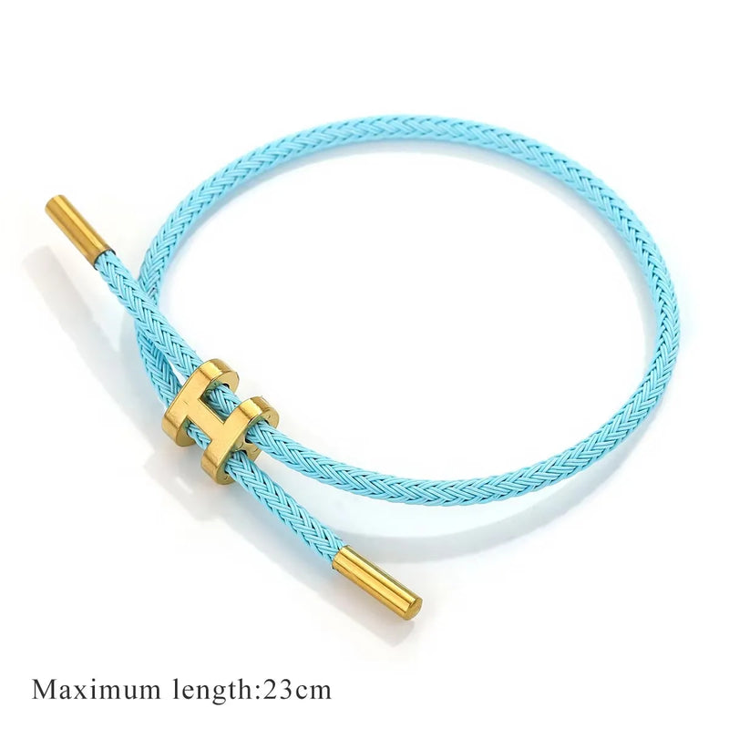 Stainless Steel Braided Rope Adjustable Bracelet For Men And Women