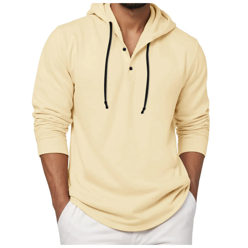 Men's Cotton Hoodie Long Sleeve Casual Oversized Loose Fit Shirt