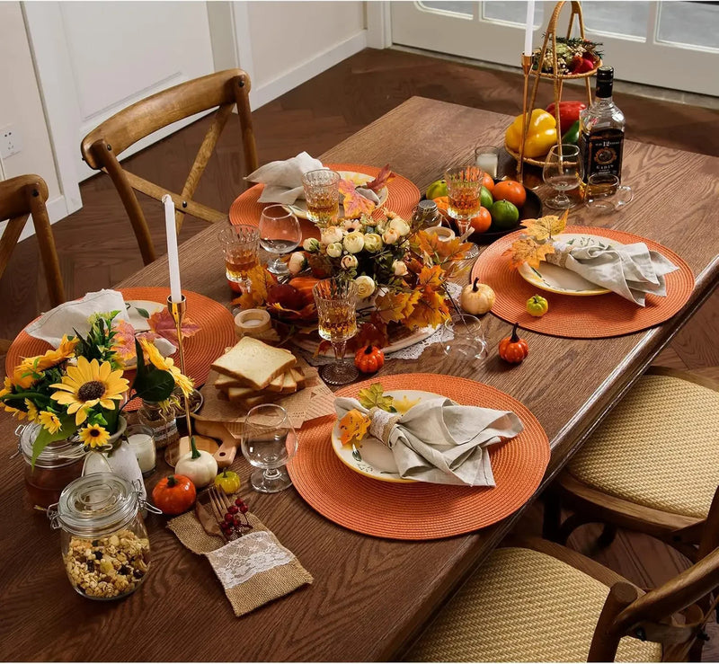 Round Dining Table Placemat 38cm Biodegradable Woven Insulation Mat