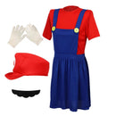 Women's Luigi Costume With Hat Beard Gloves For Party Acting