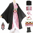 Nezuko Cosplay Costume With Wig Props For Adults Kids Halloween