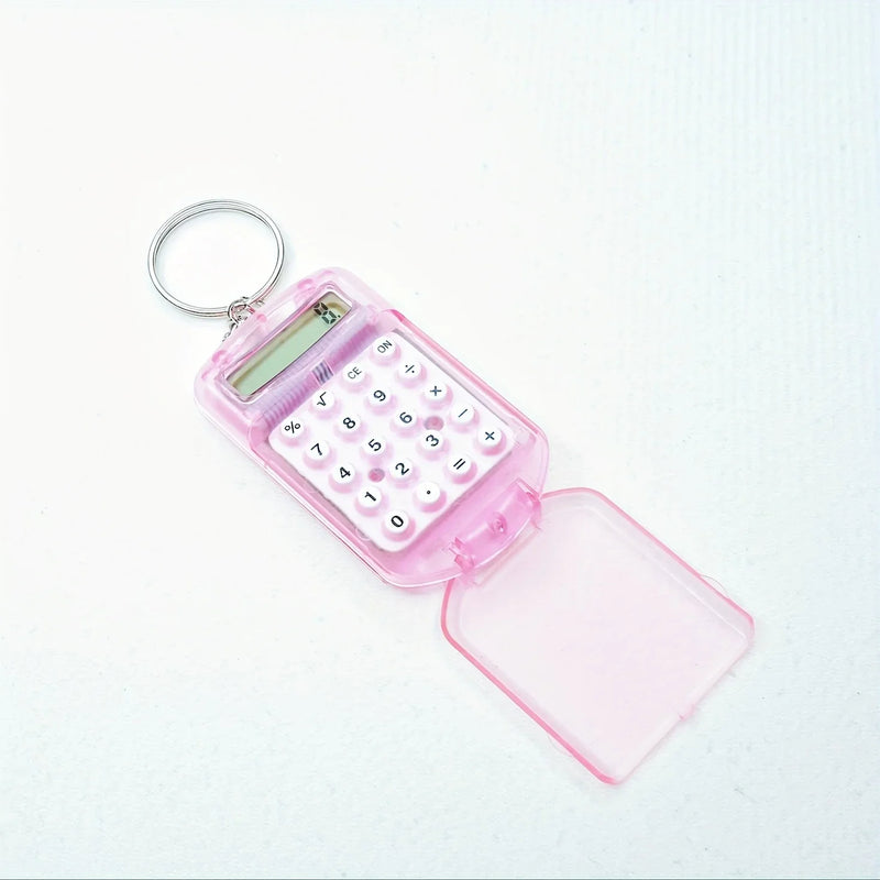 Mini Transparent Calculator Portable Flip Keychain Compact For Students