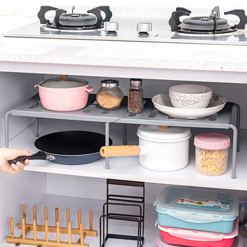 Kitchen Retractable Shelves Cupboard Spice Dish Condiment Storage Racks