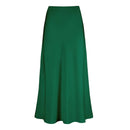 Women's High Waist Satin Skirt A-Line Glossy Solid Color